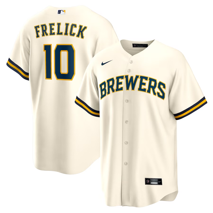 Men's Milwaukee Brewers Sal Frelick #10 Cream Home Jersey